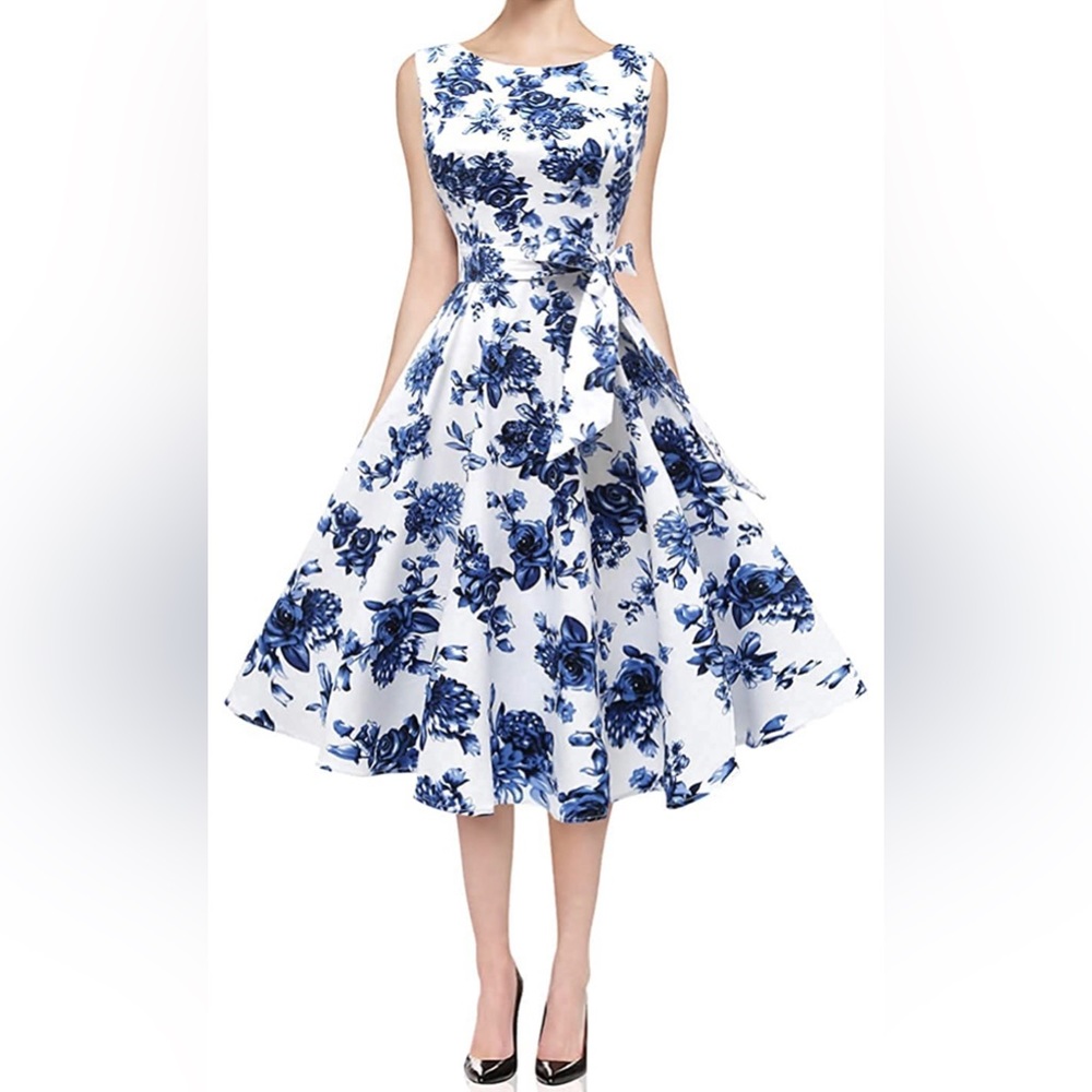NWOT Women's Boatneck Sleeveless Swing Vintage 1950s Cocktail Dress, Size XL